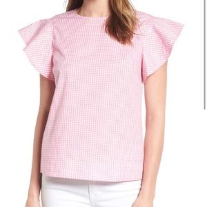 NWOT Draper James Pink Gingham Cloister Top